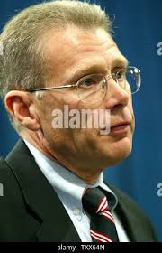 Los Angeles County Deputy District Attorney Reinhold Mueller, left,  addresses the judge at a hearing for actor Danny Masterson, who is facing  multiple rape charges, Monday, Oct. 19, 2020, at the Clara