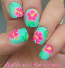 Beautiful Tropical Flower Nail Art Tropical Nail Art Tropical Flower Nails Tropical Nails