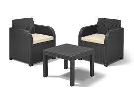 4 piece keter rattan garden set furniture chairs sofa table patio conservatory. Allibert By Keter Atlanta 2 Seater Rattan Balcony Bistro Set Outdoor Garden Furniture Gr Balcony Furniture Set Balcony Furniture Rattan Garden Furniture Sets