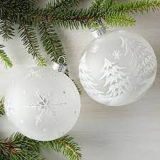 White Christmas Ornaments Winter Ball Art Glass Ornaments Painted Christmas Ornaments Christmas Tree Painting Christmas Ornaments