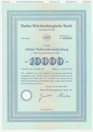 Die bank geht auf die 1871 gegründete württembergische notenbank zurück. Hwph Ag Historic Stock Certificates Baden Wurttembergische Bank Ag