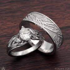 Diamond Leaf Tree Branch Engagement Ring And Tree Of Life Wedding Band Set Customize Your Dre Branch Engagement Ring Unique Engagement Rings Wedding Ring Sets