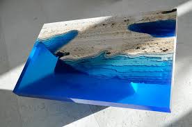 Lagoon Tables By Alexandre Chapelin Inspiration Grid Design Inspiration Resin Table Handmade Table Travertine Marble