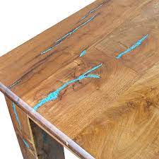 What i meant by 3d was that the turquoise appears to fill the gap in the wood from top to bottom. Southwest Mesquite Sofa Table With Turquoise Inlay