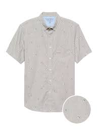 Slim Fit Luxe Poplin Print Shirt Banana Republic Printed Shirts Poplin Shirt Shirt Tail Hem