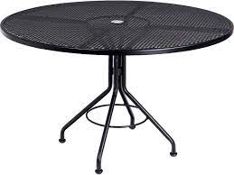 We offer stands made of wood, plastic or metal, all designed look great with your patio umbrella and the rest of your outdoor furniture. Woodard Wrought Iron Mesh 48 Wide Round Dining Table With Umbrella Hole Wr280137