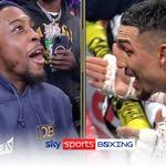 Keyshawn Davis had to be escorted from ringside after being involved in an  heated exchange with Teofimo Lopez after his win over Jamaine Ortiz