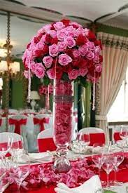 Tall Red And Pink Wedding Centerpiece Rolling Meadows Florist Pink Wedding Centerpieces Wedding Centerpieces Wedding Table Decorations Centerpieces