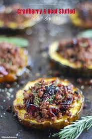 Paleo Cranberry Beef Stuffed Acorn Squash Paleo Christmas Recipes Ground Beef Paleo Recipes Acorn Squash