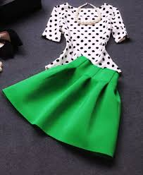 Black And White Polka Dot Skirt Outfit Two Piece Suit Skirt Dot Dress Avc Green Skirt Outfits Fashion Wonderful Clothes