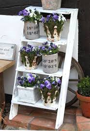 Shabby Blumentreppe Holz Blumenstander Pflanzentreppe Blumenregal Dekoleiter Garten Terrasse Dekoration Pflanztr Pflanzentreppe Blumen Regal Blumentreppe