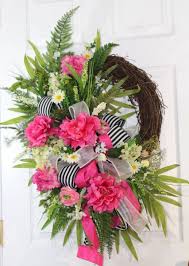 Black And White Striped Ribbon Wreath Black And White Stripe Ribbon Wreath Grape Vines Ribbon Wreath Pink Wreath