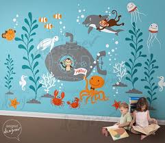 Underwater Wall Decal Ocean Submarine Octopus Monkey Coral Dolphin Kids Wall Decal Wall Sticker Dd10 Kids Wall Decals Wall Stickers Kids Underwater Theme