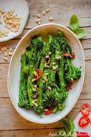 Sauteed Broccolini With Pesto Pine Nuts Chilli Inside The Rustic Kitchen Recipe Vegetable Side Dishes Healthy Recipes Vegetable Recipes