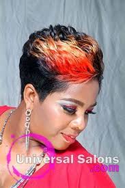 Short Haircut with Red Hair Color from Kenya Young