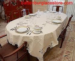 Battenburg Lace Tablecloth In Ecru Color We Displayed A Rectangular Corner On An Oval It Shows More Lively Than Using Oval Tablecloth Ecru Color Oval Table