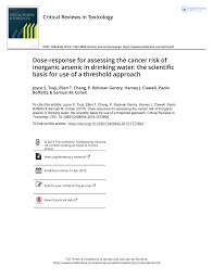 If any further questions, please. Pdf Dose Response For Assessing The Cancer Risk Of Inorganic Arsenic In Drinking Water The Scientific Basis For Use Of A Threshold Approach