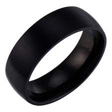 Deep Space Mens Ring Wedding Band Matte Black Stainless Steel 7mm Cincin Aksesoris