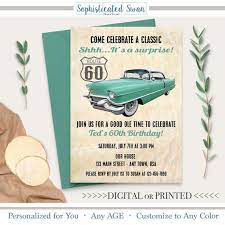 Classic Car Invitation Classic Car Invite Vintage Car Etsy 60th Birthday Invitations Classic Invitation 70th Birthday Invitations