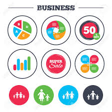 Business Pie Chart Growth Graph Family With Two Children Icon