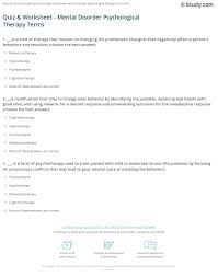 Quiz Worksheet Mental Disorder Psychological Therapy Terms Study Com