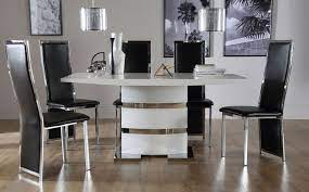 Komoro White High Gloss Dining Table With 6 Celeste Black Chairs Only 599 99 Furniture Apartment Dining Room Apartment Dining Room Decor White Dining Table