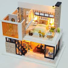 Miniatur Holzhaus Spielzeug Puzzle Puppenhaus Diy Kit Mobel Modell Weihnachtsgeschenk Spielze Puppenhaus Holzhaus Kinder Holzhaus