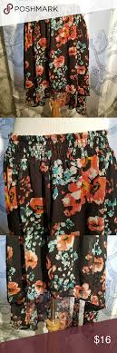 Joe Benbasset Xl Black Floral Print High Low Skirt Condition