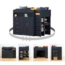 asten twin 5 drawer loft bed with bookcase by south shore loft beds with desk loft bed bed desk