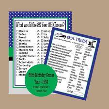 85th Birthday Party Games 1936 Trivia Birthday Games 85th Etsy 85th Birthday Party Ideas 85th Birthday Birthday Party Games