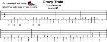 Crazy Train Guitar Tab Guitarnick Com Guitar Tabs Guitar Lessons Songs Guitar Tabs Songs