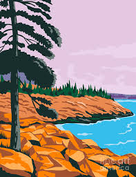 Photograph acadia national park in all seasons. Acadia National Park In Southwest Of Bar Harbor Maine United States Wpa Poster Art Color Digital Art By Aloysius Patrimonio