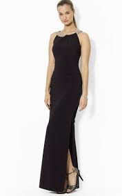 Ralph Lauren Black Lauren Gown Embellished Neckline Jersey Gowns Fabulous Dresses Wedding Guest Gowns