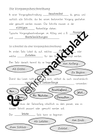 Luckentext Zur Vorgangsbeschreibung Abwechslungsreiche Satzanfange Mit Losung Unterrichtsmaterial Im Fach Deutsch Vorgangsbeschreibung Satzanfange Einfache Satze