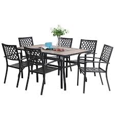 Maybe you would like to learn more about one of these? Sophia William Patio Dining Set 7 Pieces C Spring Motion Chairs X 6 With 1 Rectangular Umbrella Wood Like Table Outdoor Furniture Set For Lawn Garden Backyard Patio Furniture Sets Patio