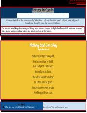 But only so an hour. Poem Analysis Nothing Gold Can Stay Created By Heather Marshall Remixed By Kevin Feramisco Poetry Analysis Nothing Gold Can Stay By Robert Frost Course Hero