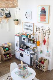 Kidkraft 53298 uptown natural kitchen, 43.00 x 17.75 x 41.00 inches. Our Home New Playroom Reveal Little Adi Co Toddler Playroom Kids Playroom Decor Small Playroom