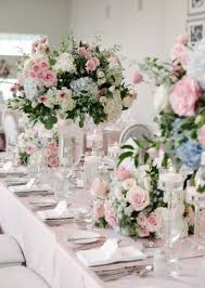 Pink Blue And White Floral Wedding Reception Centerpiece Modwedding Pink Wedding Centerpieces Wedding Reception Centerpieces Blue Centerpieces