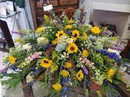 Casket flower arrangements that spell mom or dad are. Wildflower Dreams Casket In Deer Park Tx Flower Cottage Of Deer Park