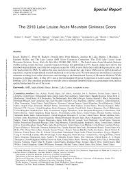 Pdf The 2018 Lake Louise Acute Mountain Sickness Score
