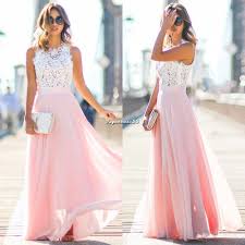 Sind sie zu einer hochzeit eingeladen oder benötigen abendgarderobe für die dame oder den herren? Sommer Damen Spitze Abendkleider Maxikleid Bodenlang Party Hochzeit Kleider Pink In Kleidung Accessoires Damenmode K Lange Kleider Kleider Damen Abendkleid