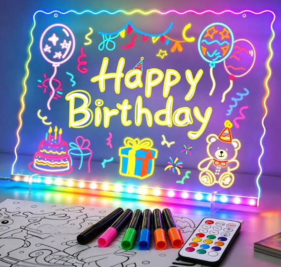 Pizarra de dibujo LED iluminada para ni&ntilde;os, tapete de dibujo reutilizable, pizarra de notas con control remoto.35 x 25 cm | Leroy Merlin