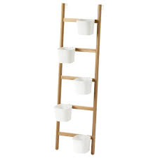 Satsumas Plant Stand With 5 Plant Pots Bamboo White Ikea Ikea Outdoor Furniture Ikea Outdoor Small Apartment Furniture