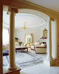 Onyx beige pedestal column for home interior decoration. 35 Modern Interior Design Ideas Incorporating Columns Into Spacious Room Design