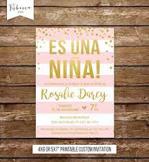 Invitacion Baby Shower Nina Spanish Baby Shower Invitation Etsy In 2021 Shower Invitations Bridal Shower Invitations Pink Invitations