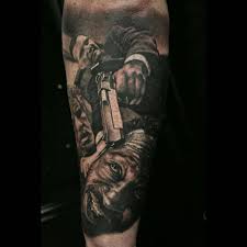 Lucky luciano portrait, this is the first session in an ongoing gangster sleeve we're working on. Sam Stokes Tattoos