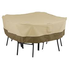 Classic Accessories Veranda Medium Square Patio Table And Chair Set Cover Pebble Earth Brown Square Patio Table Patio Furniture Covers Patio Table