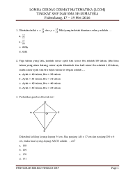 5 cm dan 10 cm b. Soal Penyisihan Smp Beregu 2016