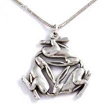 St Justin Three Hares Pewter Pendant Necklace Pewter Pendant Back Jewelry Hare