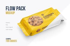 Flow Pack Cookies Mockup In 2020 Mockup Brochure Design Template Packaging Mockup